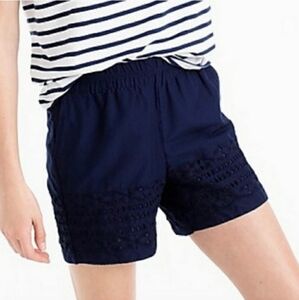 NWT J. Crew Size XXS Blue Shorts with Eyelet Lace Trim